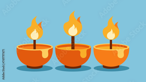  A collection of ceramic cups filled with honey and lit on fire before being applied to the skin showcasing the Ayurvedic use of agarbatti moksha