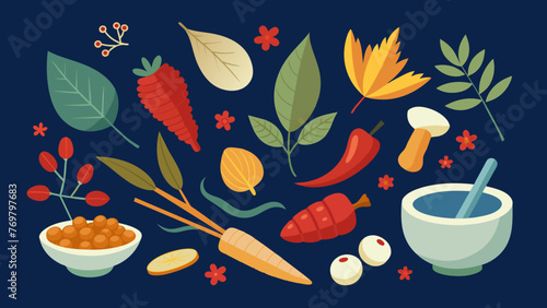  An assortment of traditional Chinese herbs including ginseng and goji berries used in combination with cupping therapy to enhance its healing