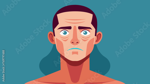  A closeup of someones face before cupping therapy showing tight and tense muscles around the jaw and forehead.
