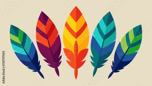  A collection of colorful feathers carefully selected and used in ceremonial dress and regalia representing the connection to the spiritual world