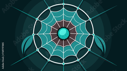  An extreme closeup of a dreamcatchers web reveals a small dreamcatcher charm in the center with a turquoise stone invoking feelings of