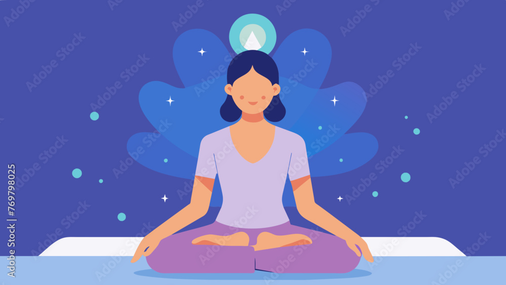  A the and patient sitting in a peaceful space with the patients eyes closed in relaxation representing the transfer of calming and rejuvenating