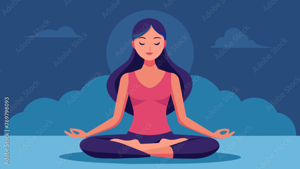 A womans face with closed eyes deeply inhaling and exhaling during a meditation session. A womans face with closed eyes deeply inhaling and exhaling during a meditation session.