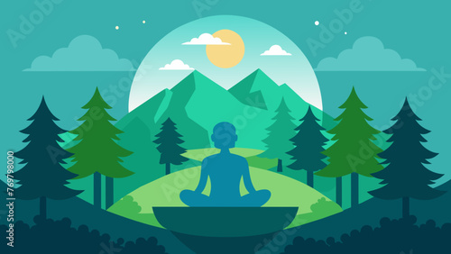  A peaceful setting of a peaceful forest illustrating the transfer of calming energy from nature to the mind and body.