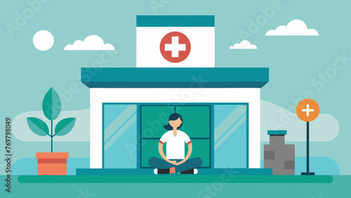  A modern medical clinic with a dedicated room for meditation and yoga showcasing the integration of mindbody practices in modern healthcare.