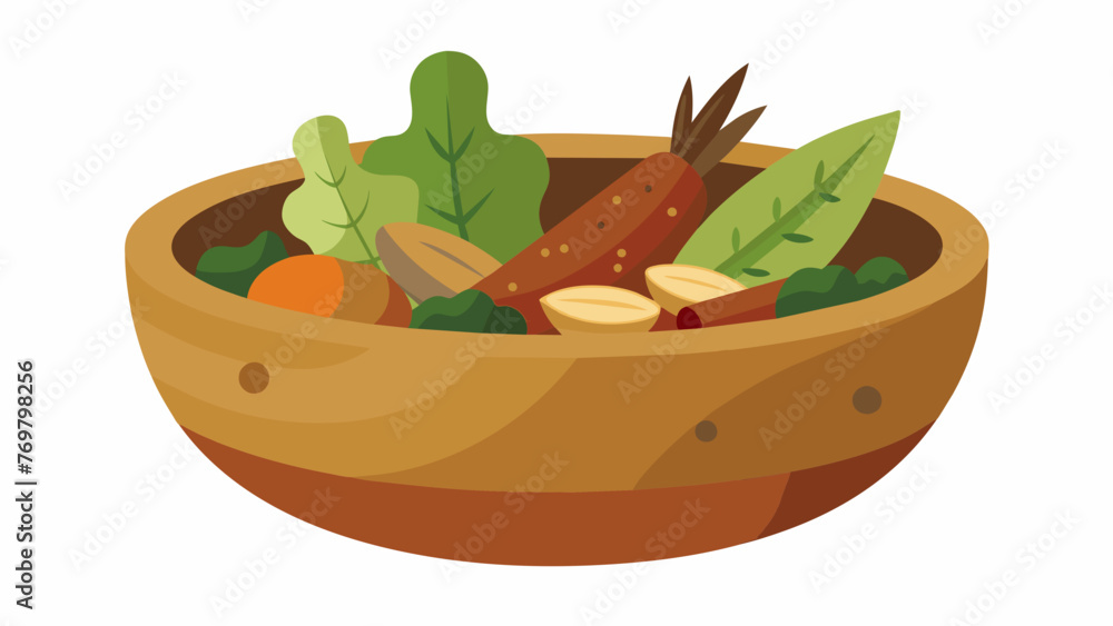  A closeup of a wooden bowl filled with various seeds roots and bark used in traditional indigenous medicine.