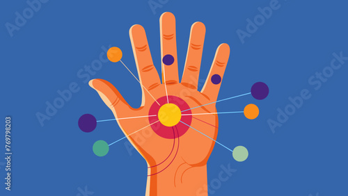  A macro shot of a persons finger showing the nerve endings and pressure points that are used in hand reflexology for pain relief and healing.