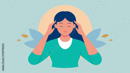  A persons face in peaceful relaxation as a reflexologist gently massages their temples believed to ease headaches and promote overall