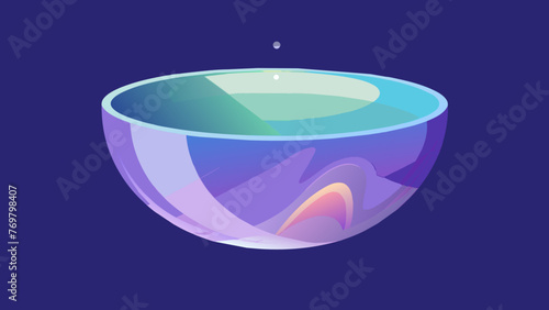  A closeup of a crystal singing bowl with the light reflecting off its smooth surface as it emits soothing tones.