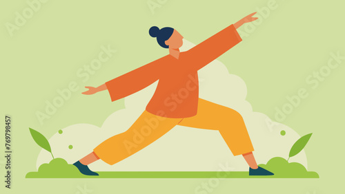  A person dressed in comfortable loose clothing gracefully moves their body as they practice Tai Chi in a peaceful outdoor setting.