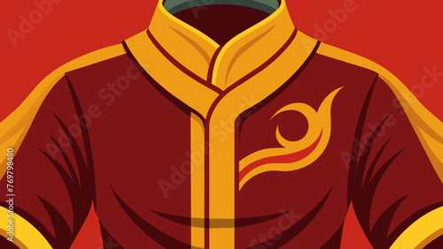  The intricate details of a Tai Chi uniform including the soft folds of fabric and intricate patterns are showcased in a closeup shot.
