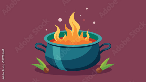 A small pot simmering over an open fire emitting the fragrant scent of boiling herbs and es.