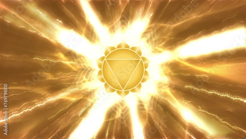 Manipura Solar Plexus Chakra Spiritual Yellow Endless Loop Animation photo