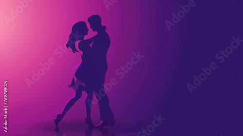 Casal dançando com cores roxo - Ilustração
