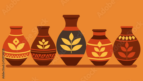  A line of intricately designed clay pots each filled with a unique herbal remedy and used in different ways to treat various ailments in