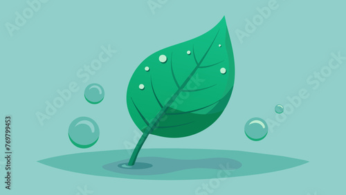  A single fuzzy green leaf lazily floats on the surface of the water a few droplets clinging to its surface perhaps capturing its natural