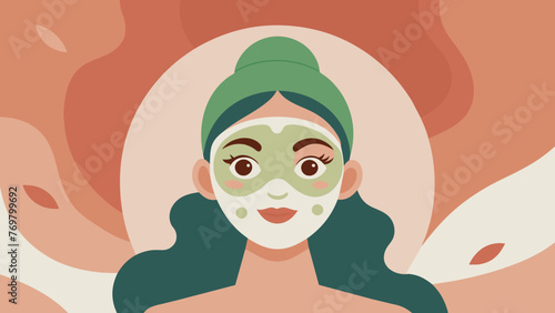 A closeup of a womans face as she applies a homemade clay mask made with natural ingredients believed to have healing properties for the skin.