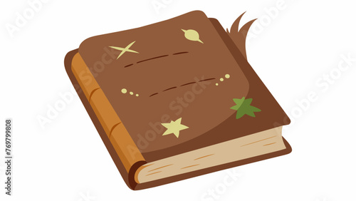  A closeup of a traditional medicine book its leather cover worn from years of use revealing handwritten recipes for healing remedies.