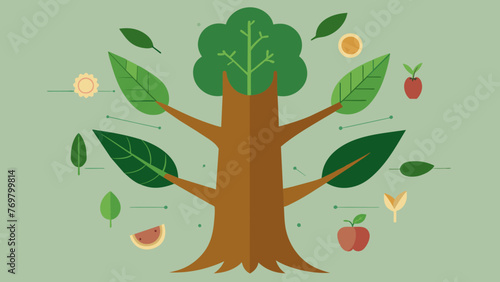  An intricate detailed closeup of a tree trunk showcasing the diverse array of plantbased medicines that can be extracted from different parts