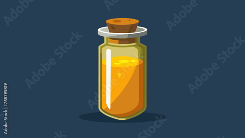  A small glass vial filled with golden liquid believed to hold the elixir of life by ancient cultures and used in traditional medicine for