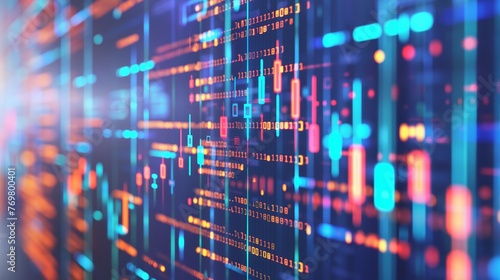 Candlestick chart,fintech icon on abstract financial technology background ,Fintech Investment Financial Internet Technology Concept