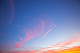 Blue Sky with pink clouds. Abstract backdrop for wallpaper .