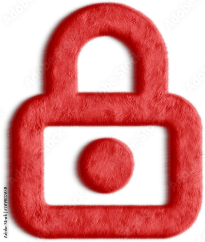 Lock Red Fluffy Icon