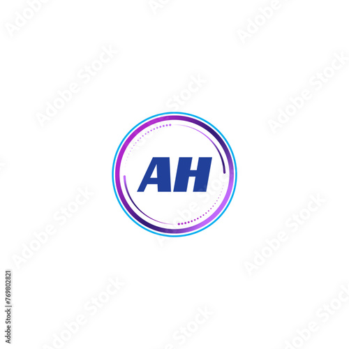 Free Download AH creative initial letter flat monogram logo design with White background.Vector logo modern alphabet gradient color frame style. - GFXLoad