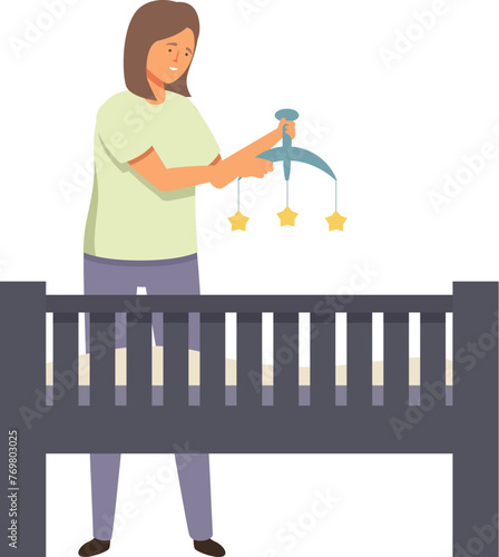 Night crib toy icon cartoon vector. Slumber tired parent. Weary alert feeding