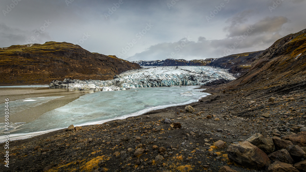Obraz premium The Solheimasandi glacier in Reykjavik, Iceland in 2024