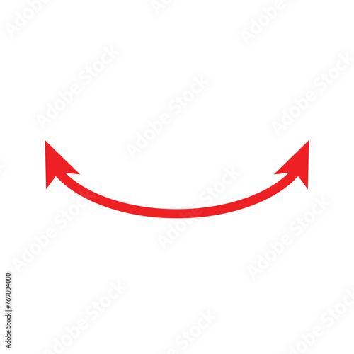 Dual semi circle arrow. Vector illustration. Semicircular curved thin long double ended arrow 9 8 9