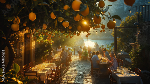An italian restaurant under lemon trees.