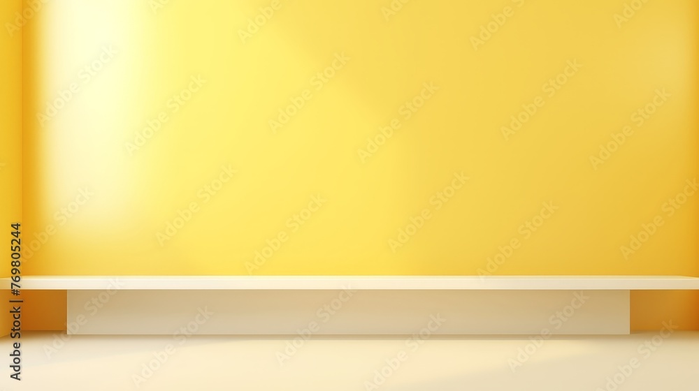 Abstract pastel yellow studio background for product presentation. Empty room with shadows of window. Display product with blurred backdrop - generative ai Abstract pastel yellow studio background for product presentation. Empty room with shadows of window. Display product with blurred backdrop - generative ai