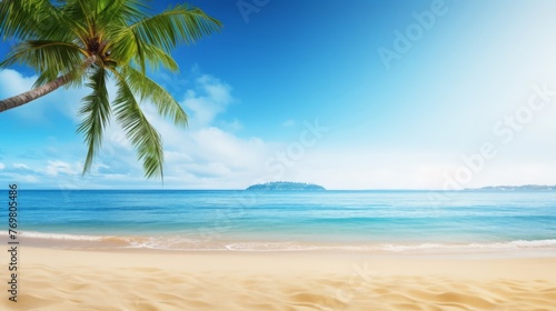 Tropical beach with sand  summer holiday background 