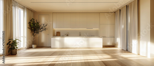 Sleek Modern Kitchen in White, Offering a Clean, Minimalist Design Aesthetic