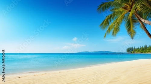 Tropical beach with sand  summer holiday background 