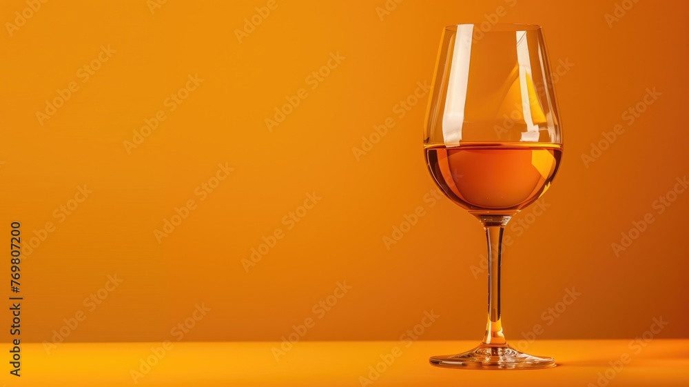 Two glasses of white wine on an orange background with reflections and space for text. Two glasses of white wine on an orange background with reflections and space for text.