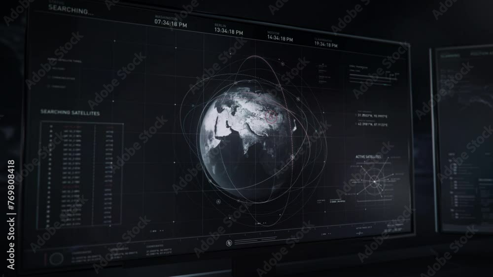 Computer running position analysis in a dark room. Receiving satellite signals and comparing different coordinates. Selecting three sources of data on Mongolia. Studying captured images. UI. Computer running position analysis in a dark room. Receiving satellite signals and comparing different coordinates. Selecting three sources of data on Mongolia. Studying captured images. UI.