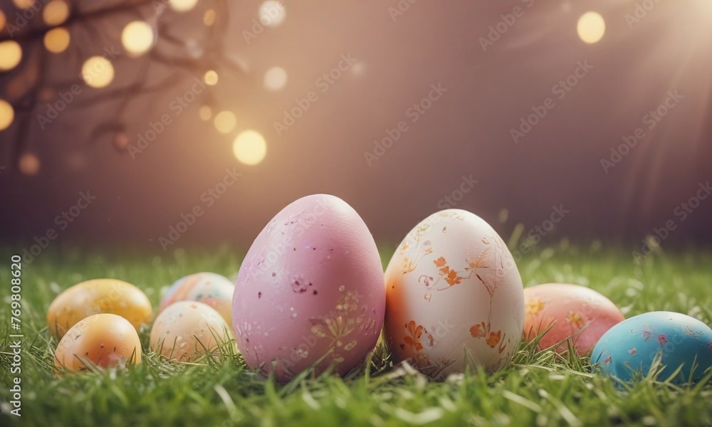magic beautiful easter background with copy space