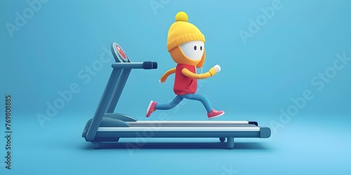 A Treadmill Character Pacing Determinedly Towards Their Goals Conveying the Essence of Cardio and Personal Growth © Thares2020
