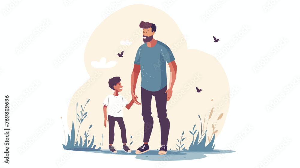 Dad and boy together fathers day image flat cartoon