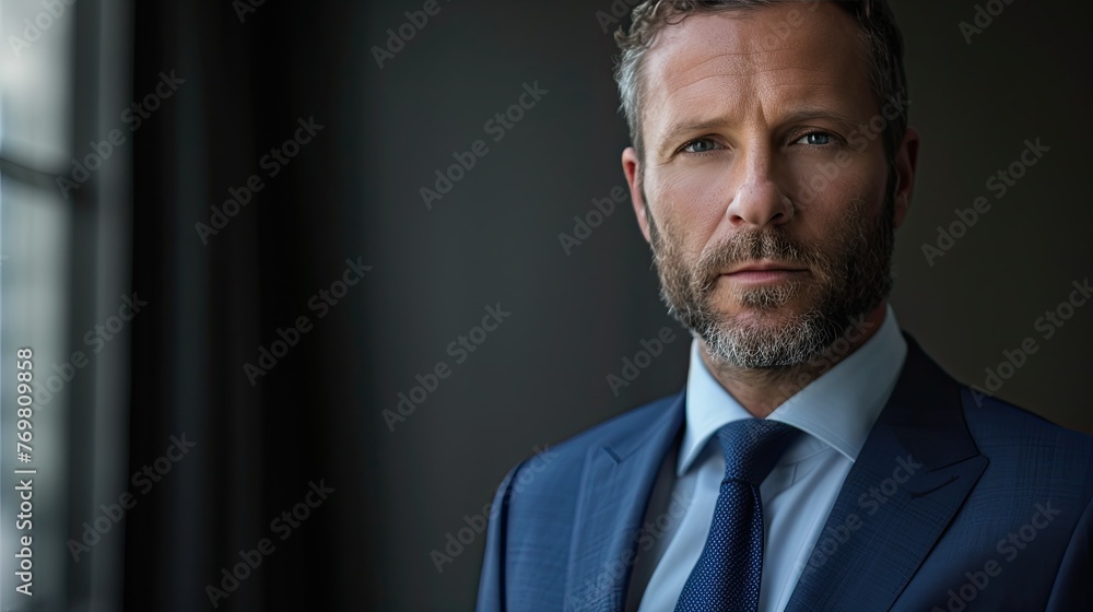 A man in a suit and tie is standing in front of a window A man in a suit and tie is standing in front of a window