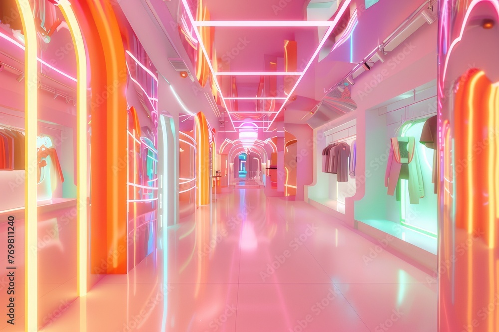 Outstanding fashion technology pop-up shop Complete with neon lights