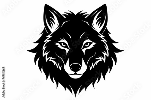 head wolf black silhouette on white background