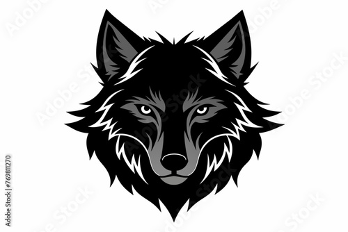 head wolf black silhouette on white background