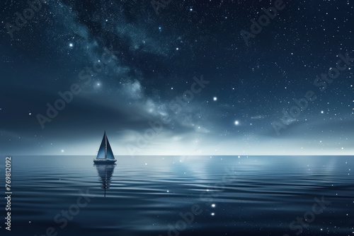 A tranquil sea reflecting the constellations, where each wave whispers the name of a distant star, inviting sailors to navigate by dreams instead of maps.