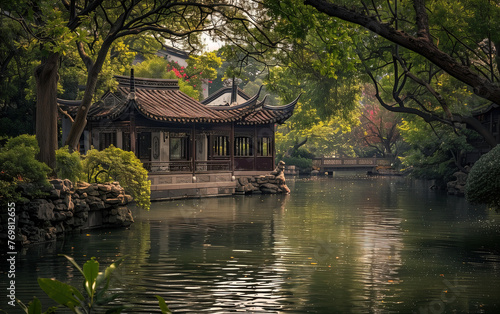 Suzhou garden scenery  China created with Generative AI tecnology.