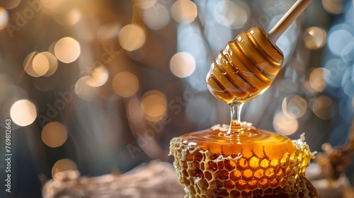 Golden Christmas Decorations with Honey and Candles