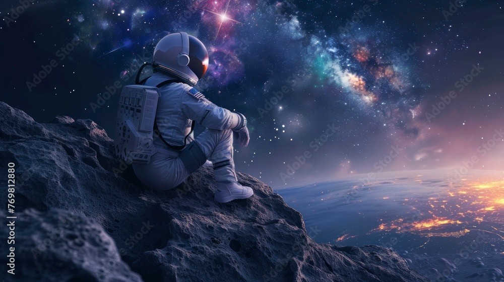 astronaut sitting watching the sky