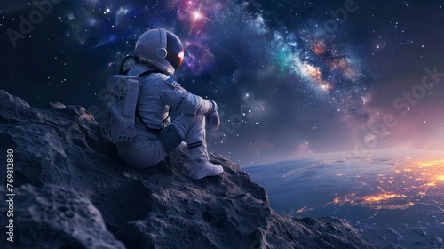 astronaut sitting watching the sky